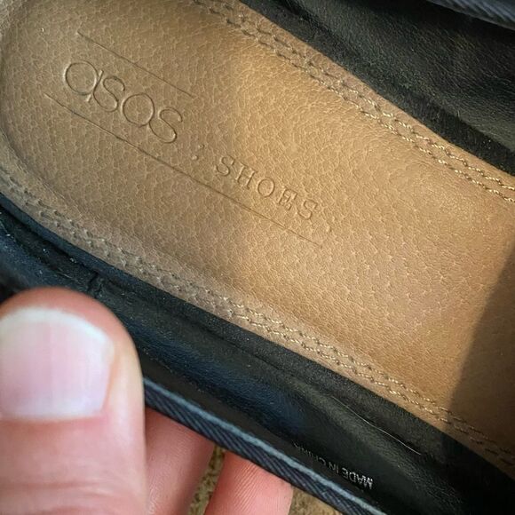 Asos black suede leather bow top square toe slip on loafers - Picture 3 of 6